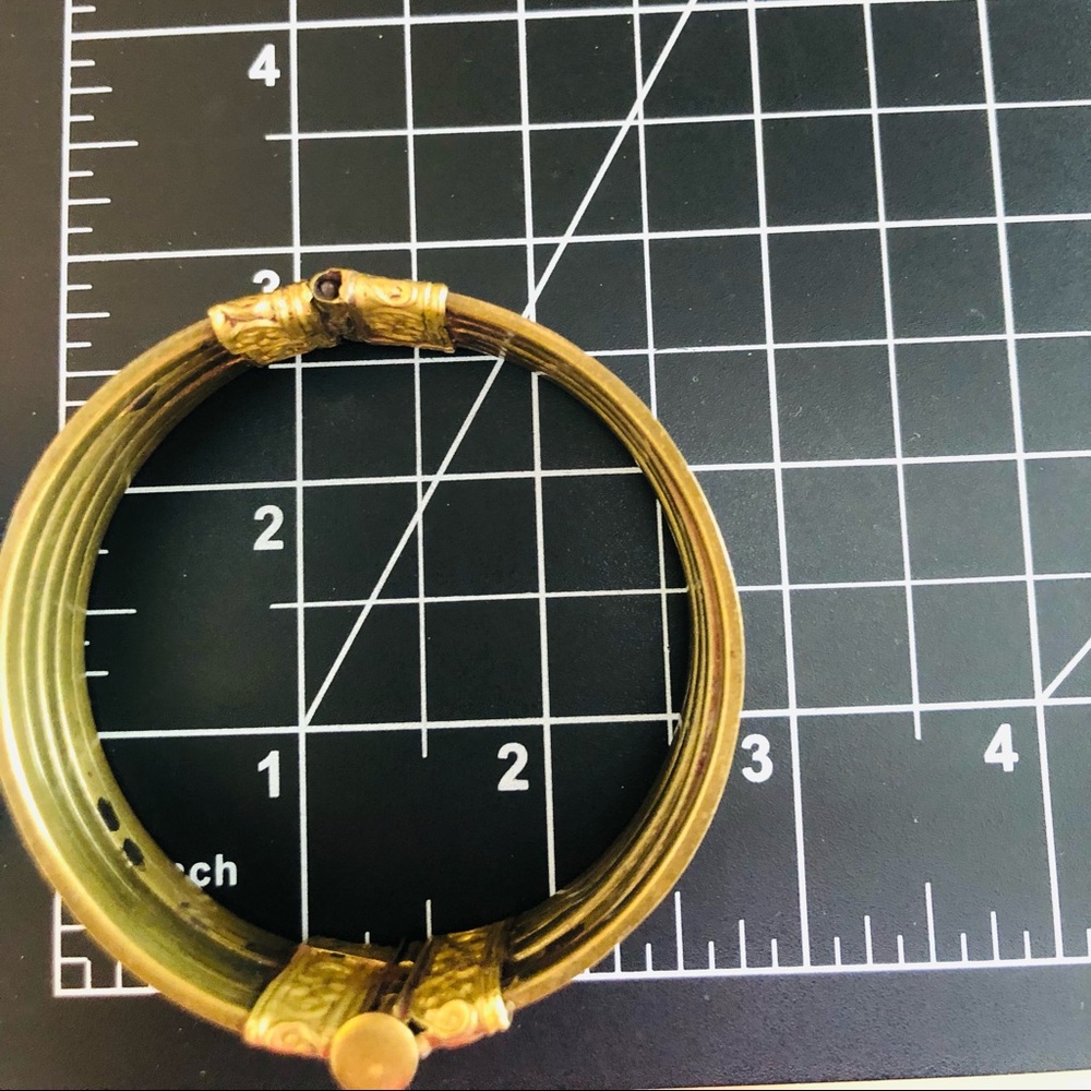 Vintage Brass Mother of Pearl Boho Bracelet - Picture 3 of 12
